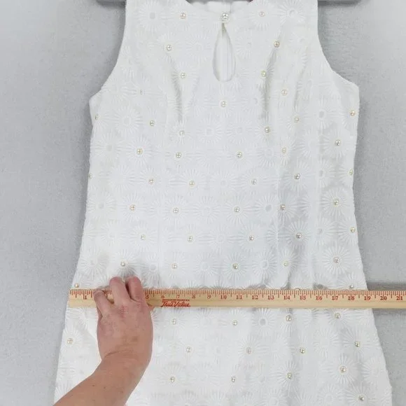 Lilly Pulitzer Dress Womens 12 Resort White Nicci Pinwheel Organza Floral Lace - Picture 8 of 16